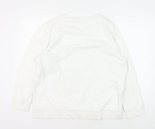 DKNY JEANS Unisex White Sweatshirt L Graphic Print