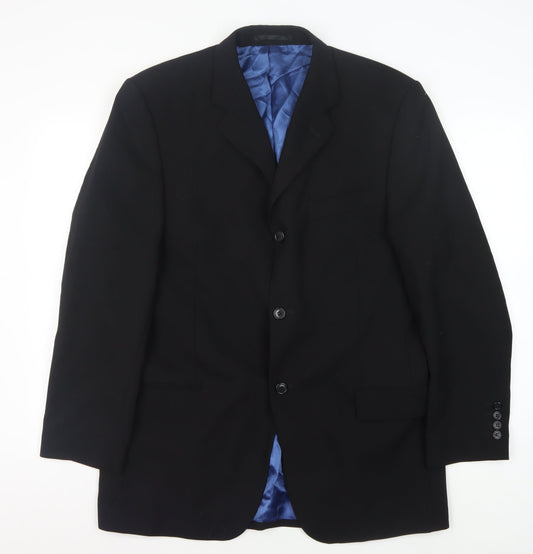 Daniel Hechter Mens Black Wool Blazer, 40R
