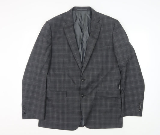Moss Men's Grey Plaid Blazer Jacket, Size 42R