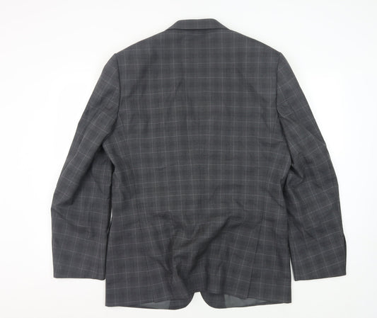 Moss Men's Grey Plaid Blazer Jacket, Size 42R