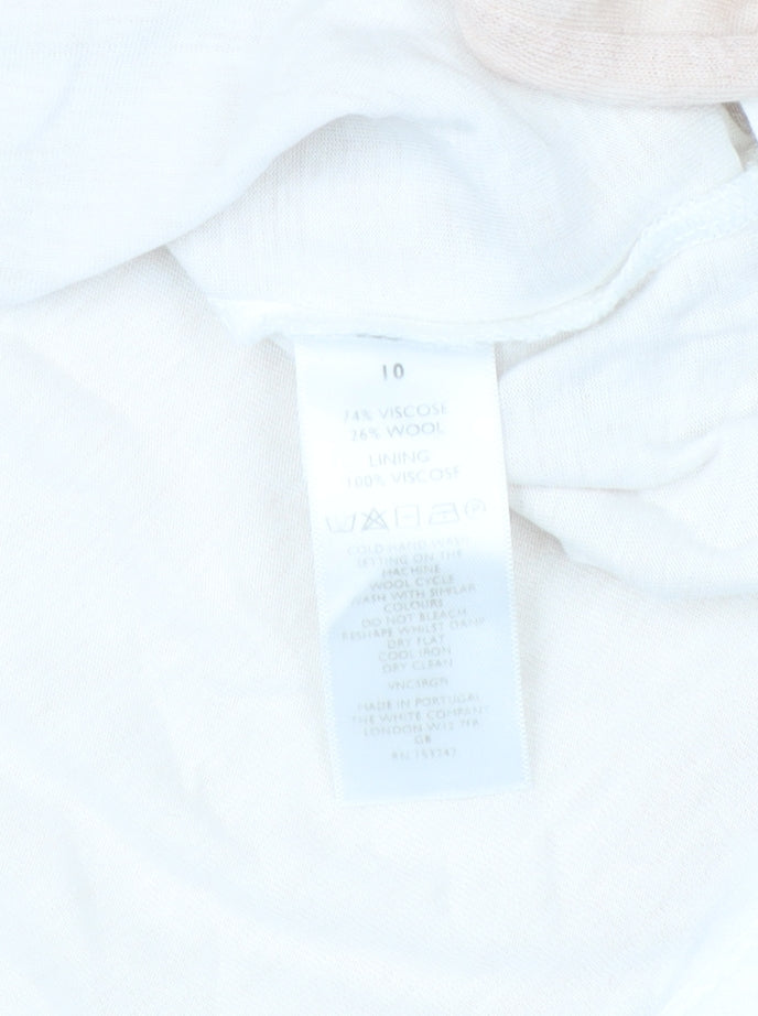 The White Company Women's Beige V-Neck T-Shirt, Size 10