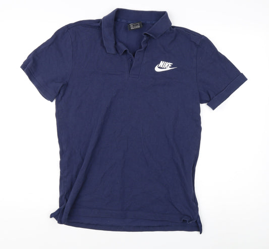 Nike Men's Blue Cotton Polo Shirt - Size S