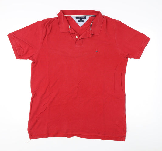 Tommy Hilfiger Men's Red 2XL Polo Short Sleeve Slim Fit