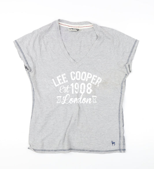 Lee Cooper Women's Grey V-Neck T-Shirt Size 16
