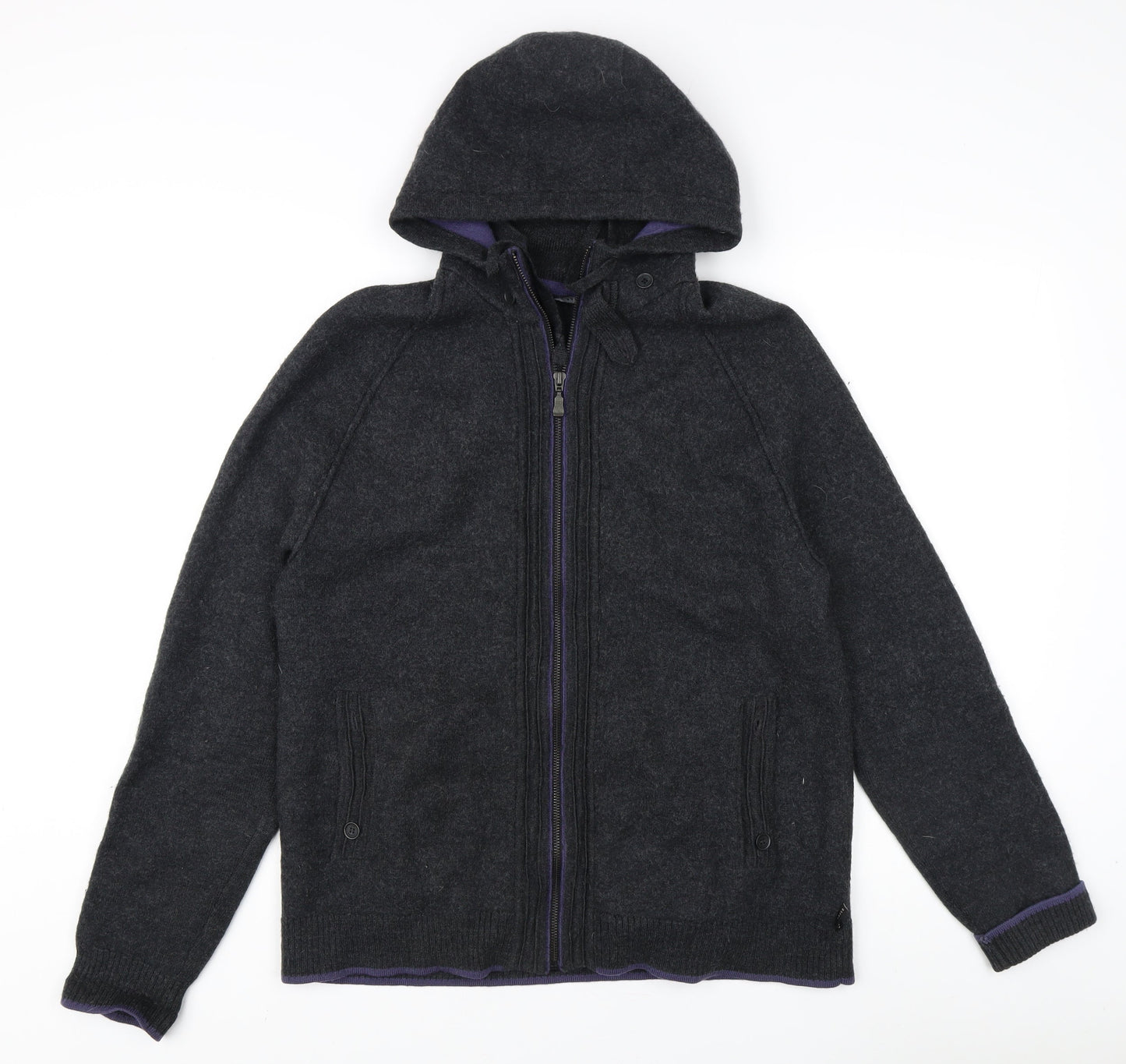 Ted Baker Black Wool Hooded Jacket - Men's L
