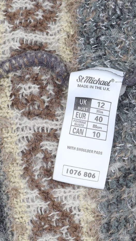 Marks and Spencer Women's Grey Geometric Coatigan, Size 12