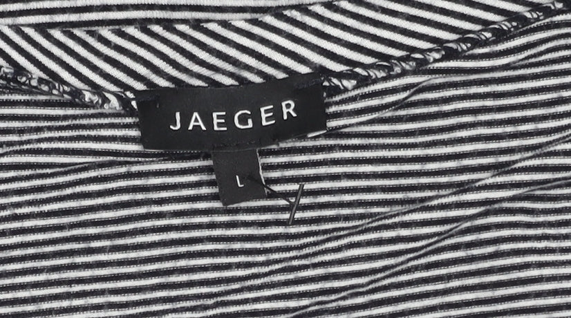 Jaeger Women’s Black Striped T-Shirt, Size L