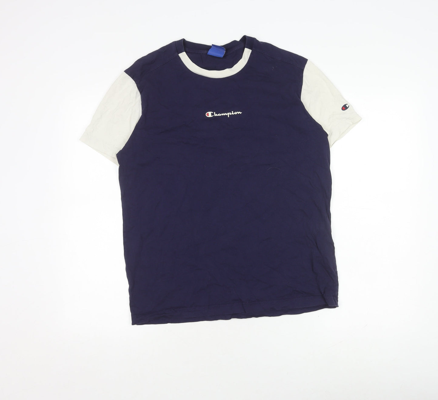 Champion Men's Medium Blue T-Shirt, Short Sleeve, Logo Detail