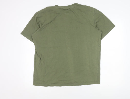Wrangler Men's Green Cotton T-Shirt L Crew Neck