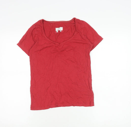 Womens UK Size 6 FatFace Red Cotton Blend T-Shirt