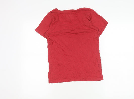 FatFace Women's Red V-Neck T-Shirt, Size 6, Casual Look