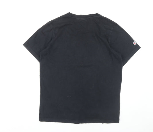 Unisex Adultss UK Size L NFL Team Apparel Black Cotton T-Shirt