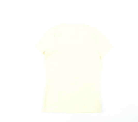 Womens UK Size 12 Laura Ashley Yellow Cotton Blend T-Shirt