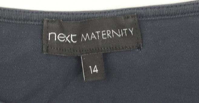Brand and care label for Next Maternity Blue Top with 3/4 Sleeves, UK 14