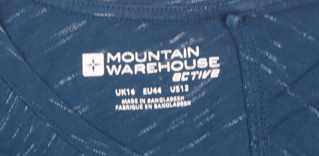 Mountain Warehouse Women's Blue V-Neck T-Shirt Size 16