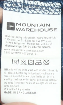 Mountain Warehouse Women's Blue V-Neck T-Shirt Size 16