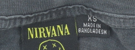 Nirvana Unisex Black XS T-Shirt with Graphic Print
