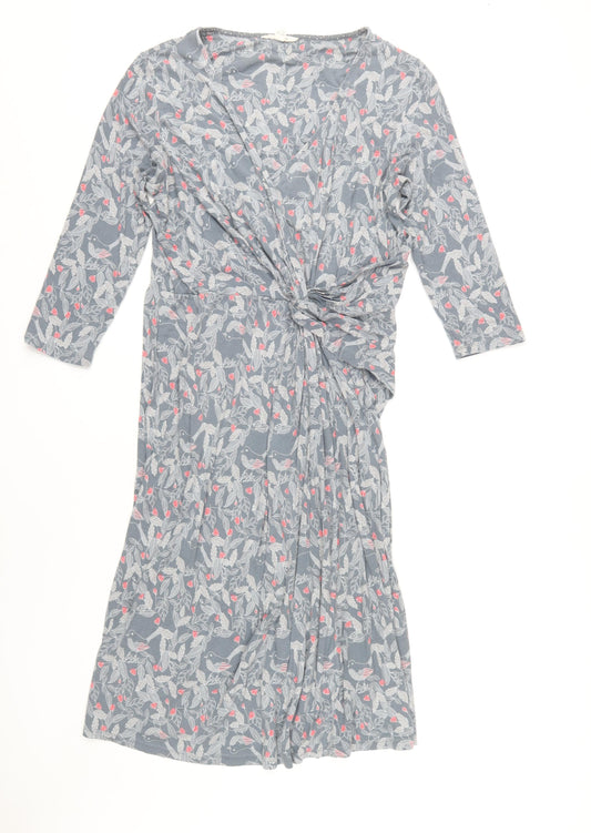 White Stuff Women's Grey Floral Dress UK 16