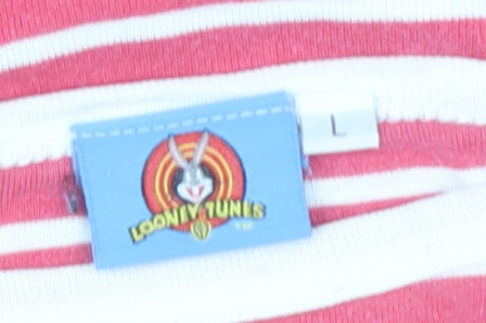 Looney Tunes Women’s Red Striped T-Shirt L
