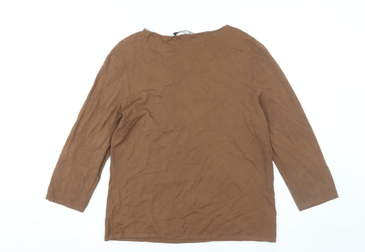 Betty Barclay Women's Brown Embroidered Blouse UK 16