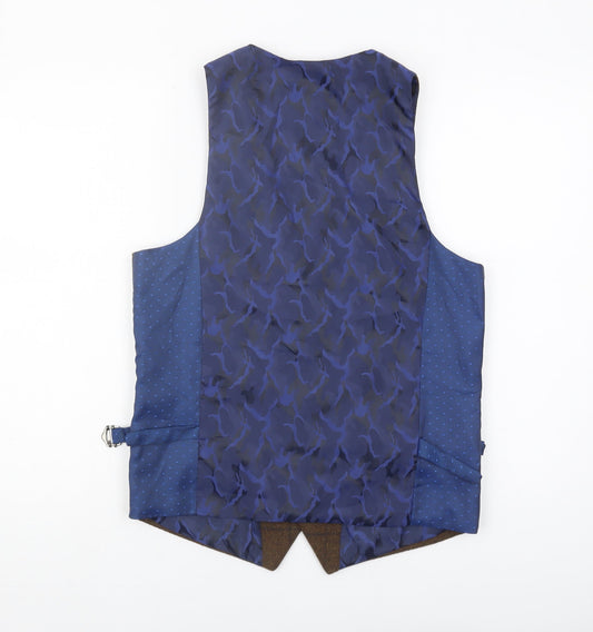 Marc Darcy Men's Brown Check Suit Waistcoat Size 36R