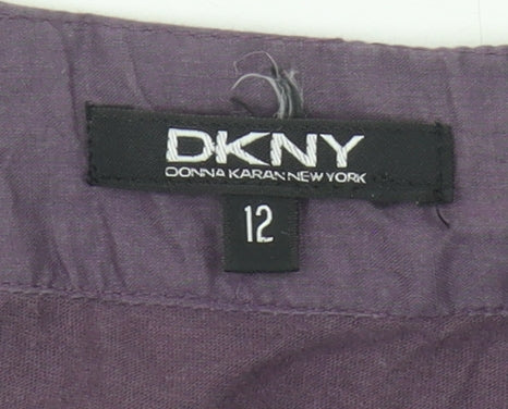 DKNY Women's Purple V-Neck Long Sleeve Top Size 12