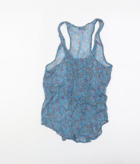 Jack Wills Women's Blue Floral Tank Top, Size 10, Camisole Style