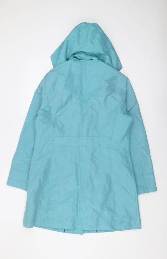 Marks and Spencer Women's Blue Hooded Coat Size 12