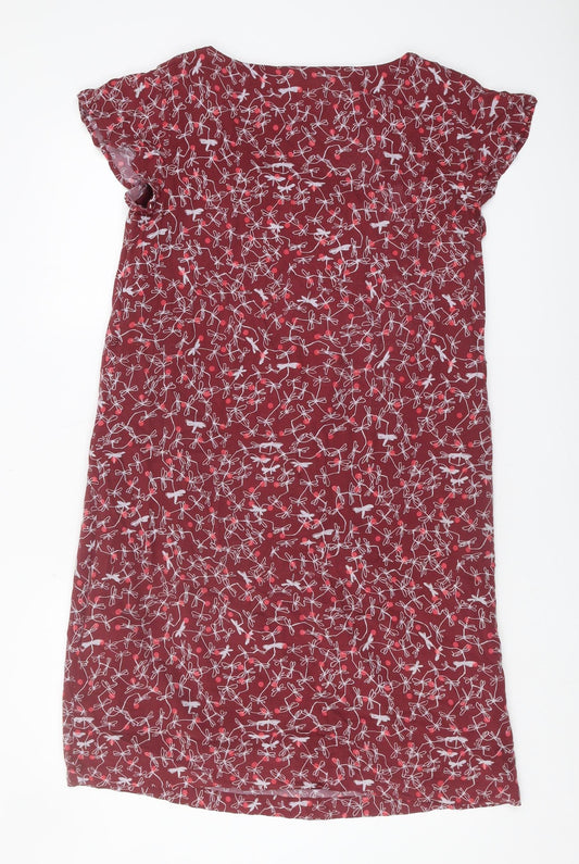 White Stuff Women's Red Dragonflies V-Neck Dress UK 12