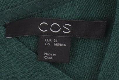 Brand and care label for COS Women Green Basic Sleeveless Top, size 8
