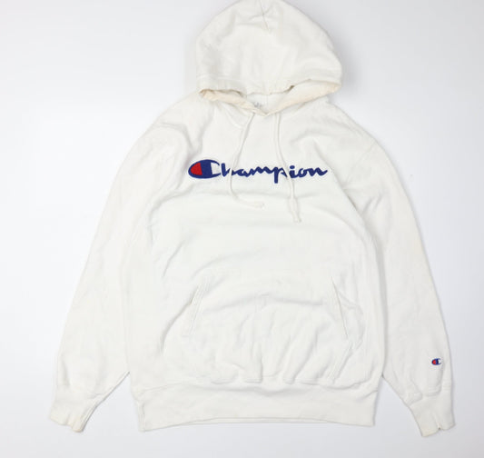 Mens UK L Regular Champion White Pullover Hoodie