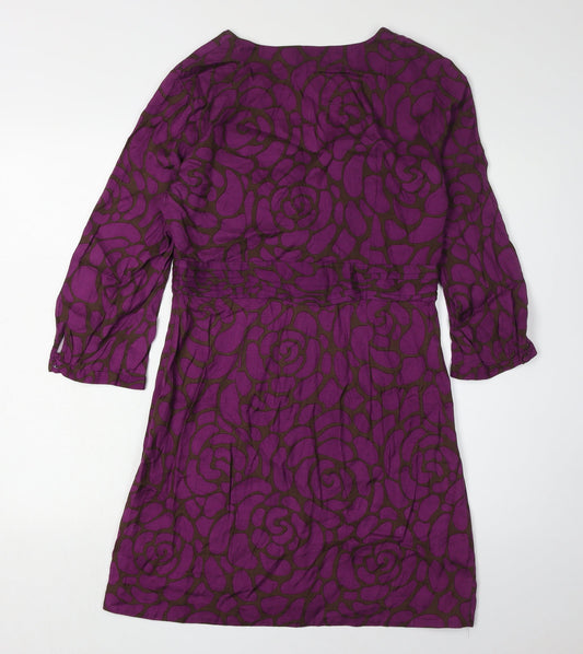 Boden Women's Purple Floral Wrap Dress Size 12