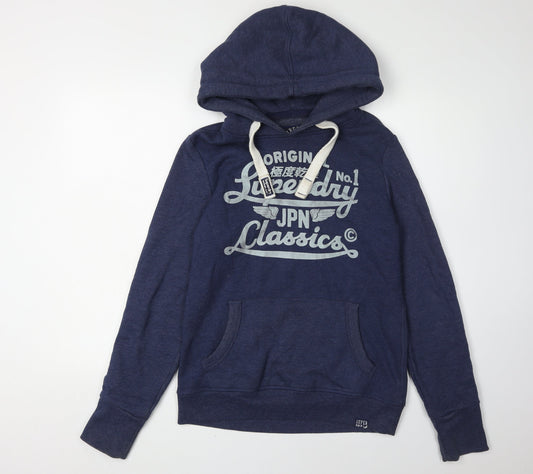 Womens UK M Regular Superdry Blue Pullover Hoodie