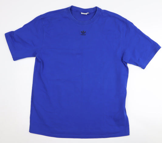 Womens UK Size 12 adidas Blue 100% Cotton T-Shirt