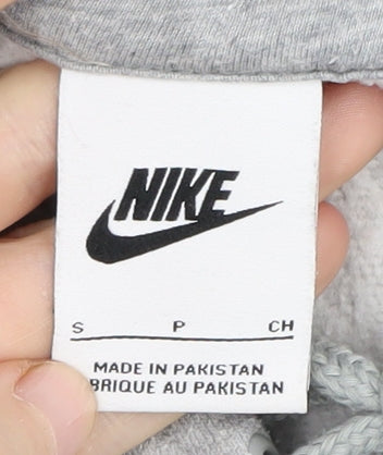 Nike Men's Grey Pullover Hoodie S - Logo, Hooded, Casual