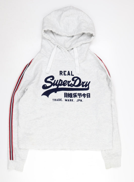 Womens UK 14 Regular Superdry Grey Pullover Hoodie