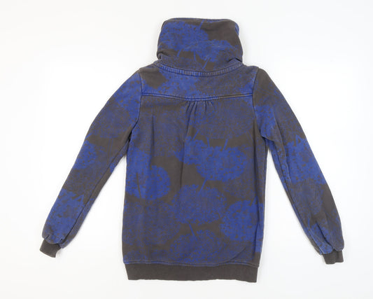Fat Face Women's Blue Floral Button Hoodie Size 8