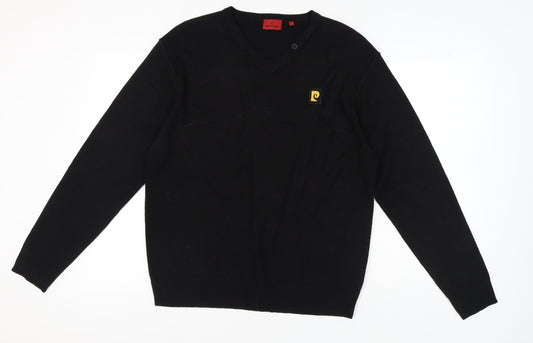 Pierre Cardin Men's Black V-Neck Pullover Jumper, Size L