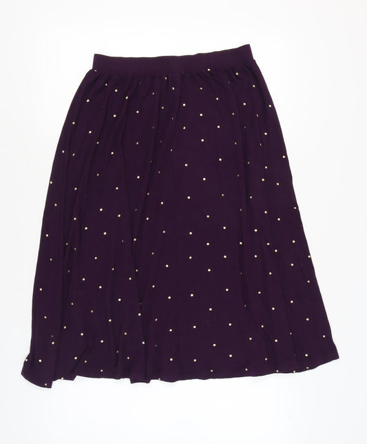 White Stuff Women's Purple Polka Dot Midi Skirt Size 10