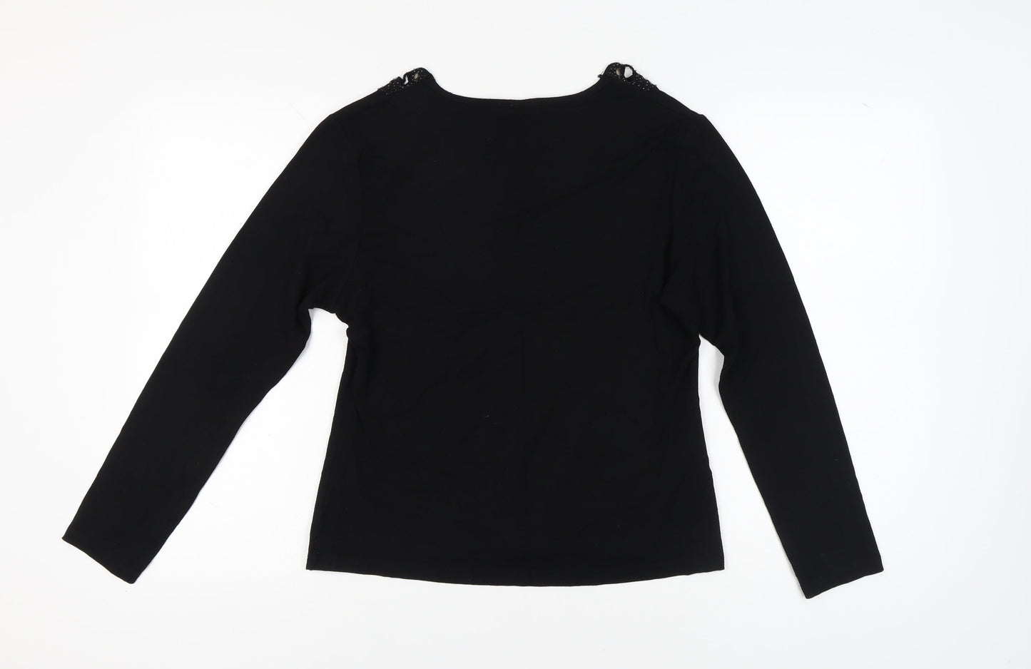 Karen Scott Women's Black Beaded Long Sleeve Top