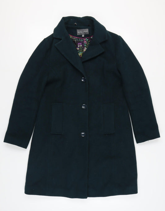 Laura Ashley Women's Green Coat, Size 12, Mid-Length, Buttoned