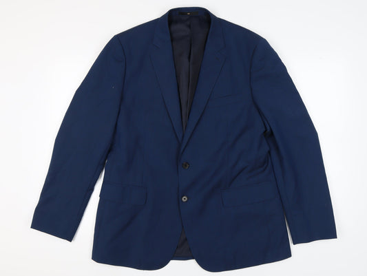 Jaeger Men's Blue Wool Blazer, 44R Regular Fit