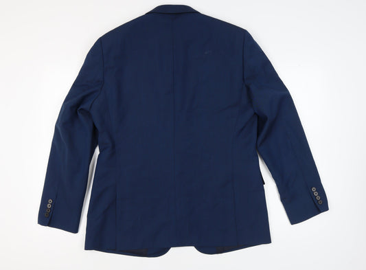 Jaeger Men's Blue Wool Blazer, 44R Regular Fit