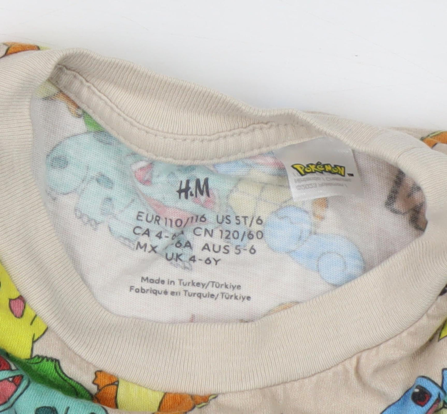 H&M Boys Beige Pokémon Graphic T-Shirt, 4-6 Years