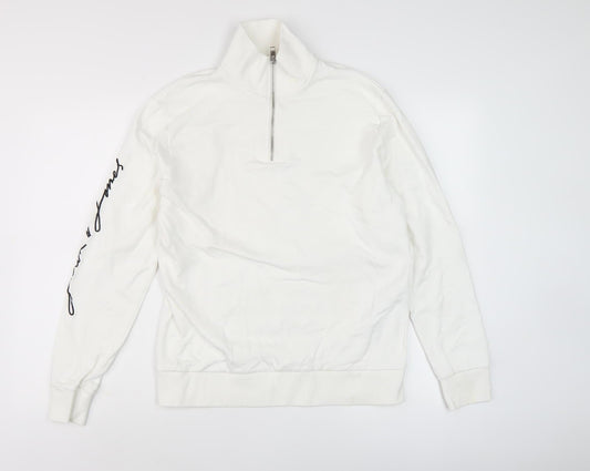 Jack & Jones Men's White Zip Sweatshirt M