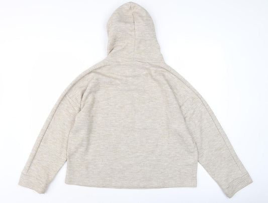 MNG Women's Beige Pullover Hoodie, Size 12, Relaxed Cotton Blend