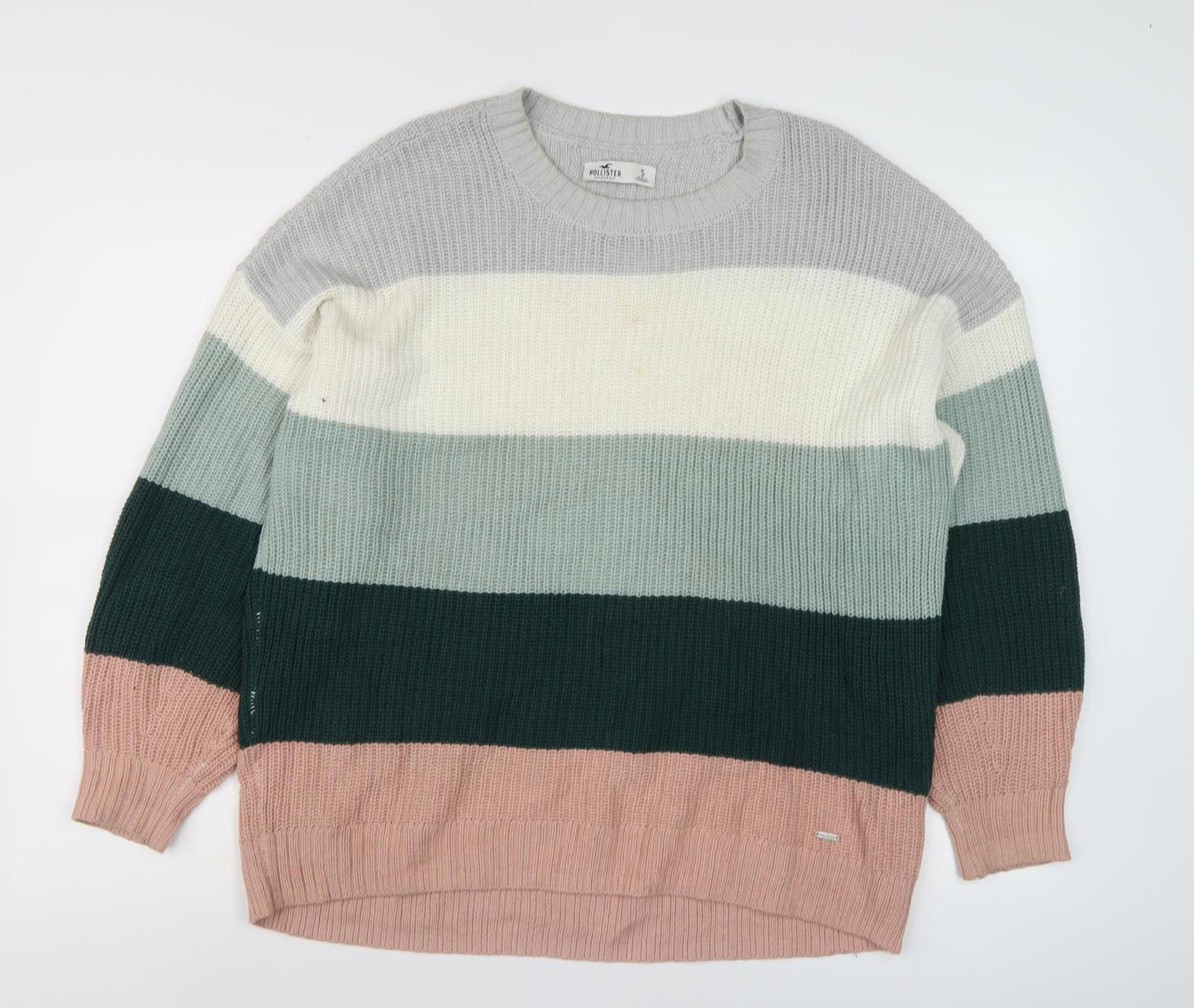 Hollister Women's Multicoloured Striped Pullover Jumper S