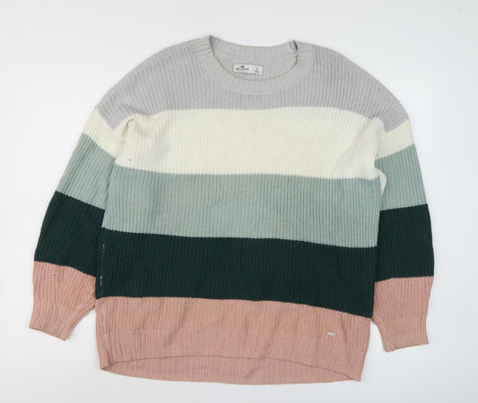Hollister Women's Multicoloured Striped Pullover Jumper S