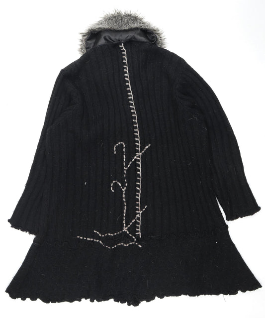 Joe Browns Women's Black Acrylic Cape 14 with Fur Trim