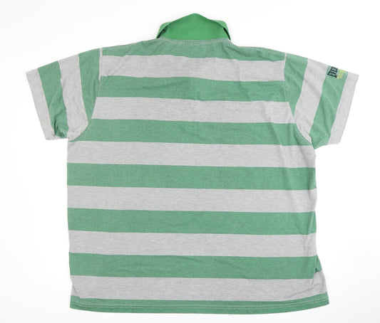 Everlast Men's Green Striped Polo, 2XL, Cotton Classic